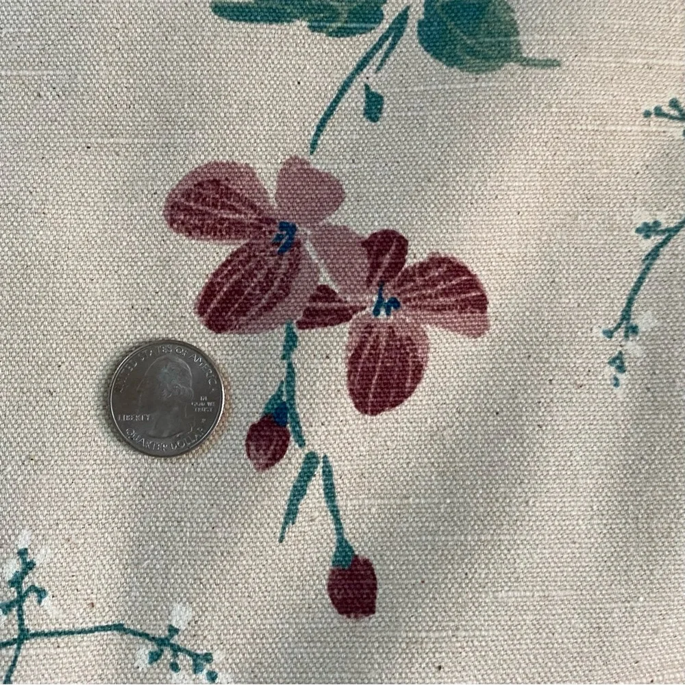 Vintage Floral Drapery Curtain Panel Screen Print 75”x80”